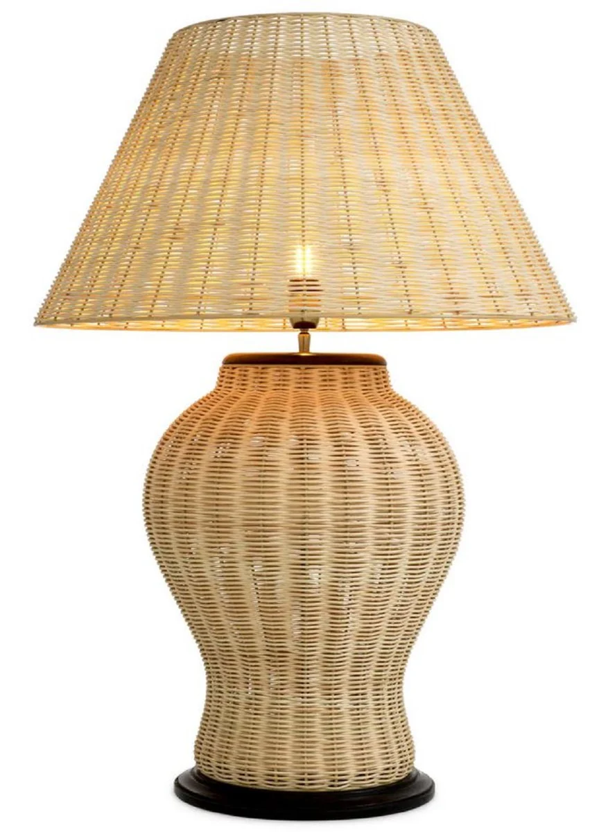 Casa Padrino l¨¢mpara de mesa de rat¨¢n de lujo natural / negro ? 66,5 x A. 96,5 cm