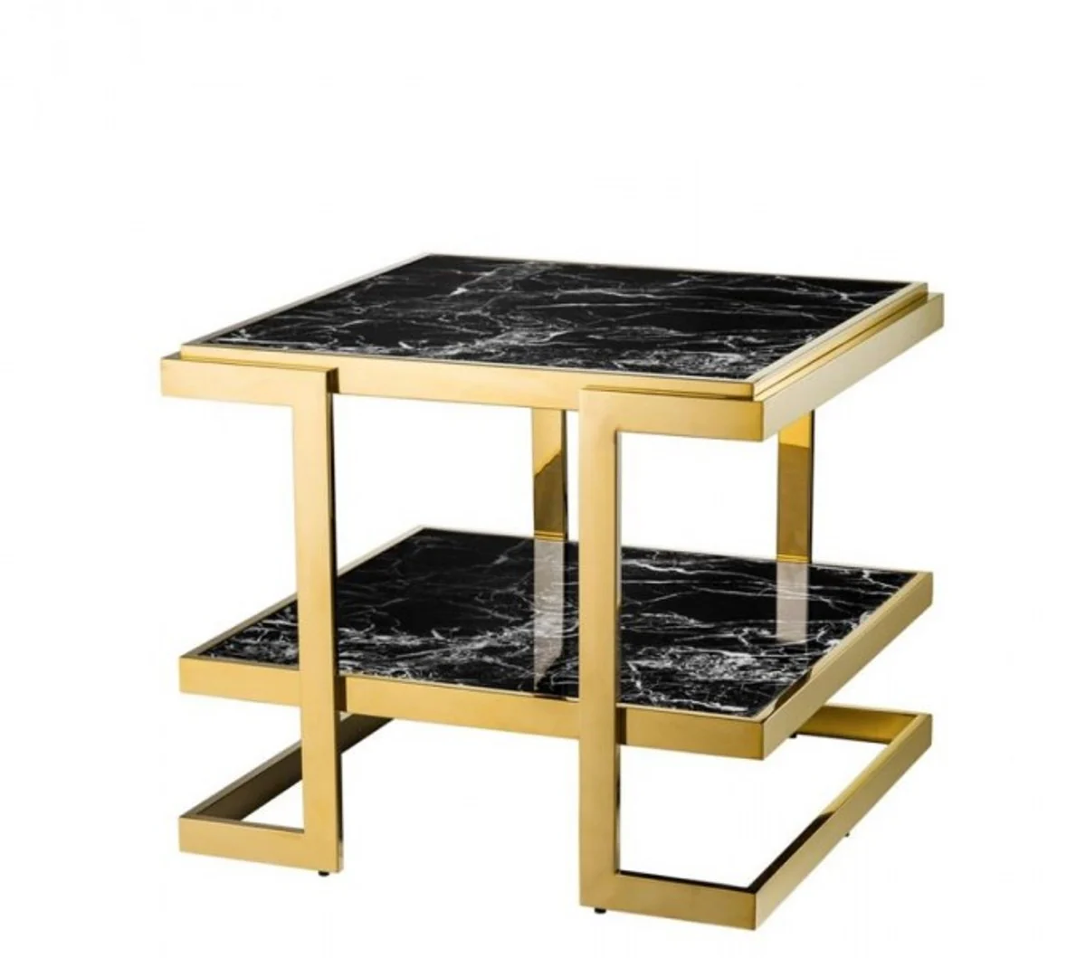 Casa Padrino luxury art deco designer side table gold with black faux marble - Luxury Collection
