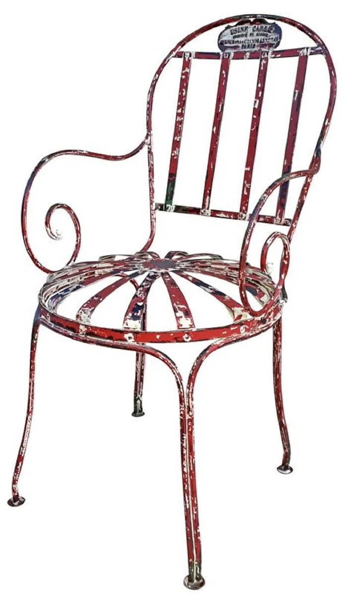 Casa Padrino Conjunto de Muebles de Jardín Art Nouveau de Hierro Forjado Rojo Antiguo / Blanco - 1 Mesa de Jardín y 4 Sillas de Jardín - Muebles de Jardín y Gastronomía Barroco y Art Nouveau