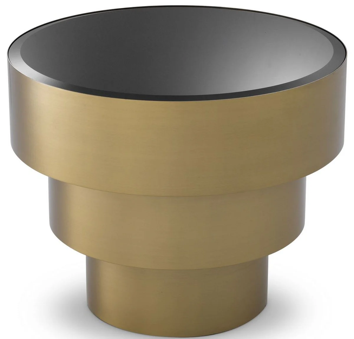 Casa Padrino mesa auxiliar de lujo lat¨®n / negro ? 55 x A. 44,5 cm - Mesa redonda de acero inoxidable con tapa de vidrio - Muebles de sal¨®n - Muebles de Lujo