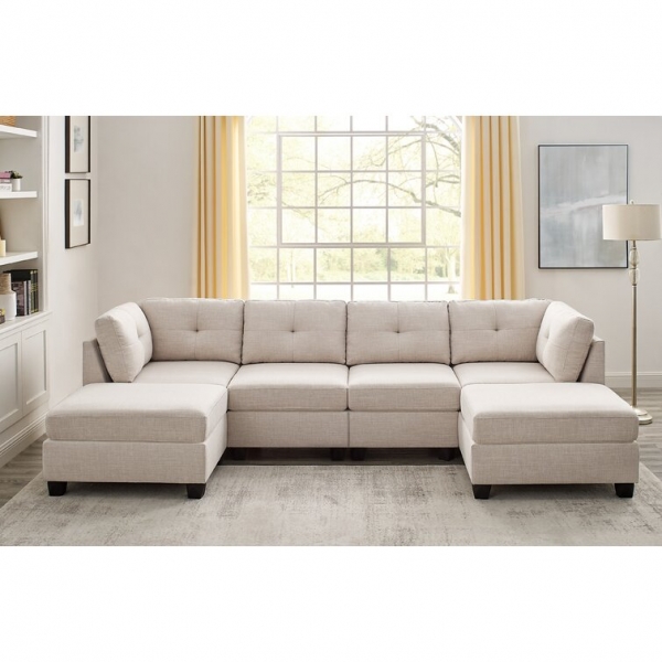 Chenault 92��� Wide Reversible Modular Sofa & Chaise With Ottoman