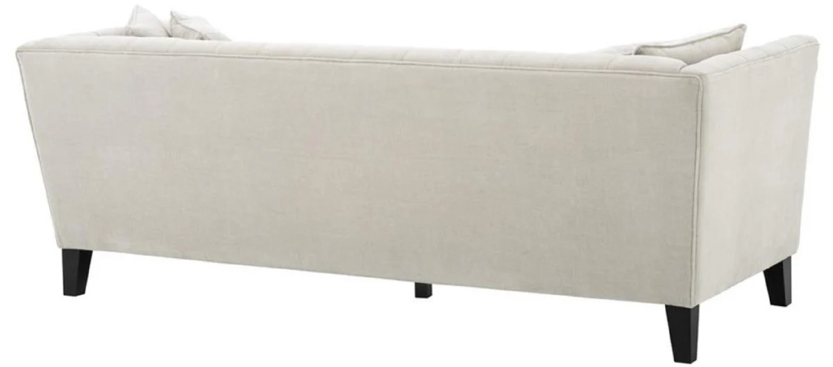 Casa Padrino Sofá Chesterfield de la Sala de Estar de Lujo con 4 Cojines Arena / Negro 217 x 92 x H. 78 cm - Muebles de Lujo