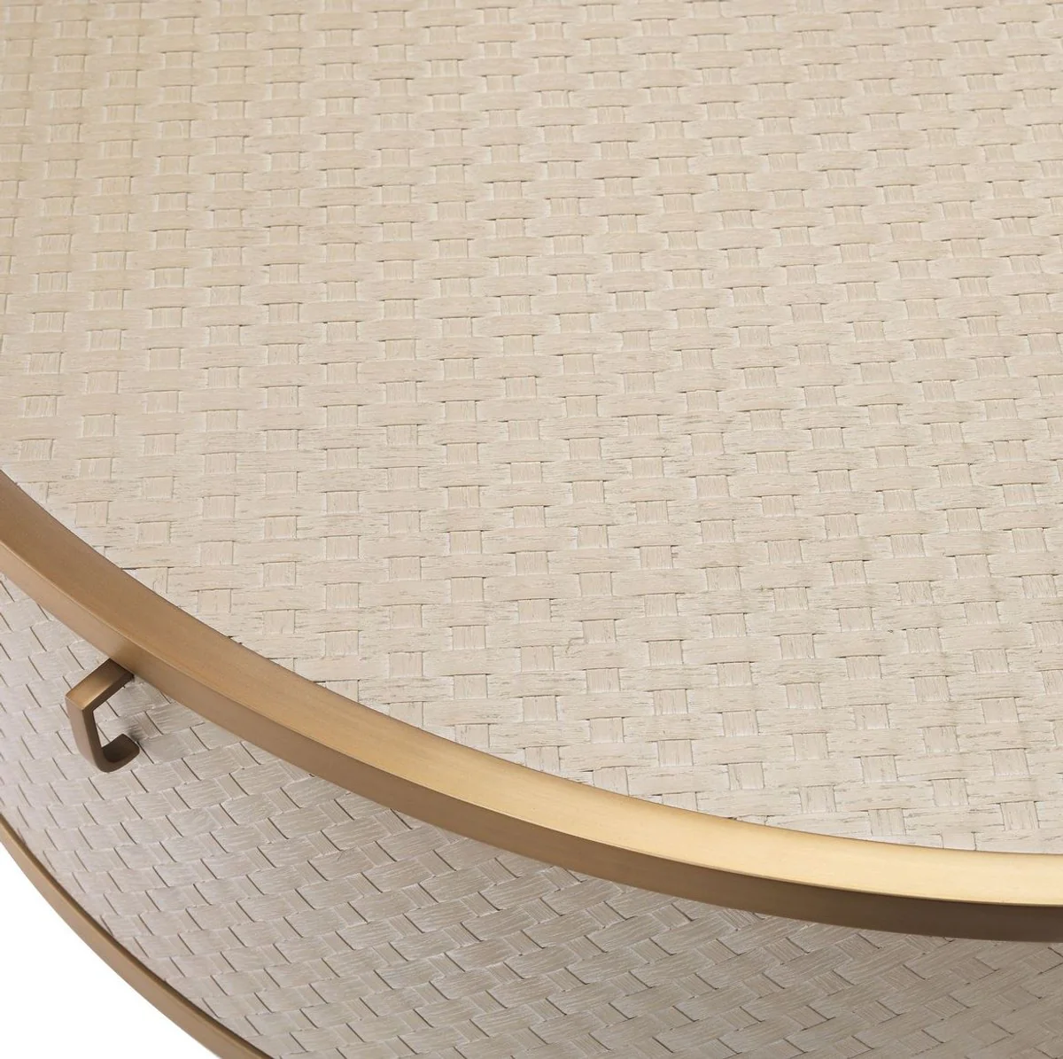 Casa Padrino mesa de centro de lujo beige / lat¨®n ? 100 x A. 40,5 cm - Mesa de Sal¨®n Redonda con 2 Cajones - Muebles de Sal¨®n de Lujo