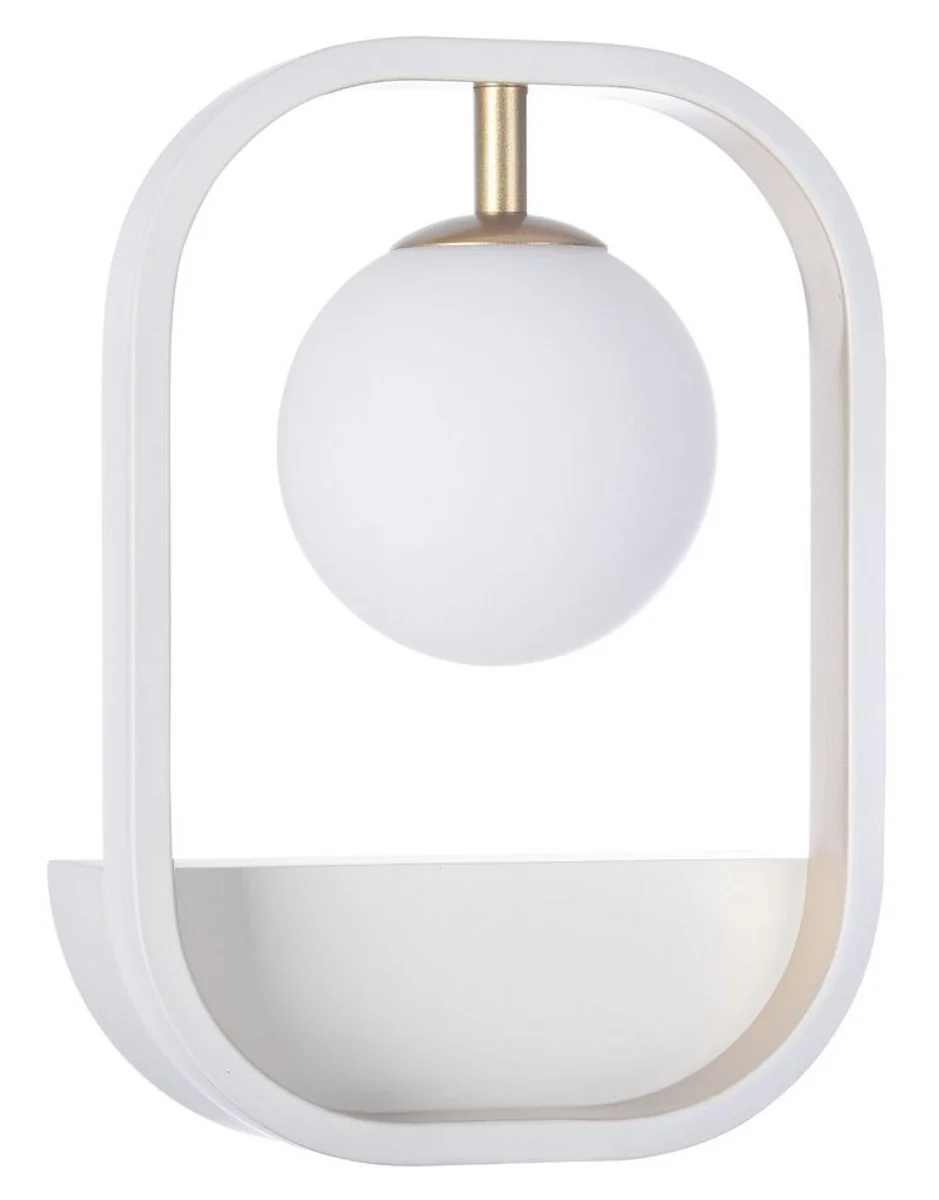 Casa Padrino aplique de pared de lujo blanco / oro 17.8 x 11 x H. 25 cm - Lámpara de Pared de Lujo