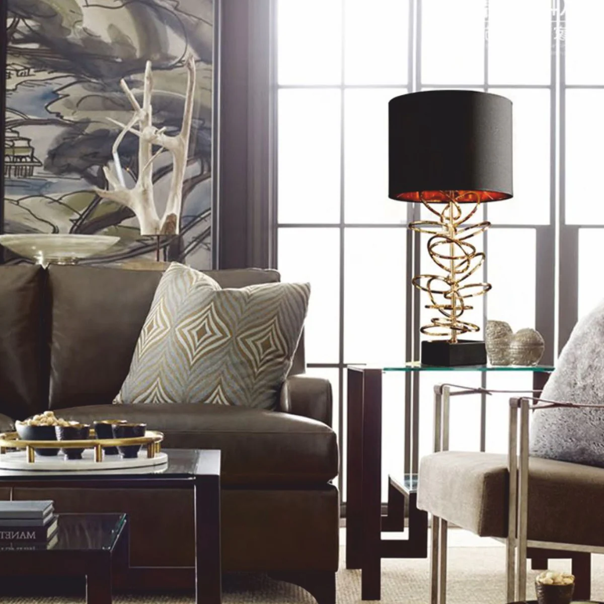 Casa Padrino L¨¢mpara de Mesa de Lujo Oro / Negro A. 71 cm - L¨¢mparas de Lujo