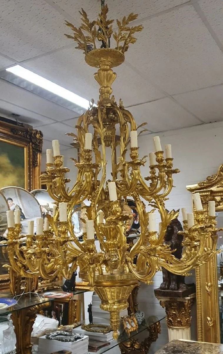 Casa Padrino araña de luces barroco de lujo de bronce oro - Magnífica lámpara de araña de estilo barroco - Lámpara de araña de salón - Luces barroco - Muebles barrocos