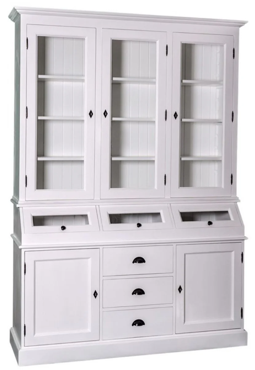 Casa Padrino armario de cocina / gabinete de cocina estilo country blanco 163 x 50 x H. 226 cm - Muebles de Estilo Country