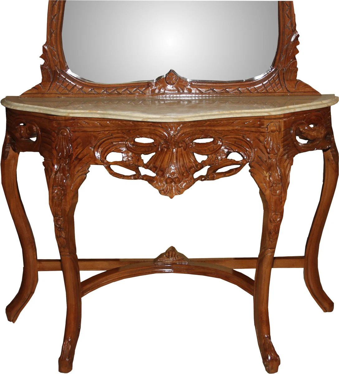 Consola de espejo barroco Casa Padrino marr¨®n con tapa de m¨¢rmol - edici¨®n limitada