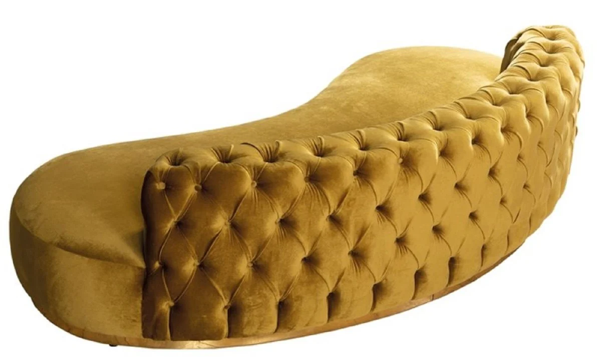 Casa Padrino sof¨¢ Chesterfield de lujo oro 250 x 130 x A. 85 cm - Sof¨¢ de sal¨®n curvo - Muebles de sal¨®n - Muebles Chesterfield - Muebles de lujo - Interior de sal¨®n