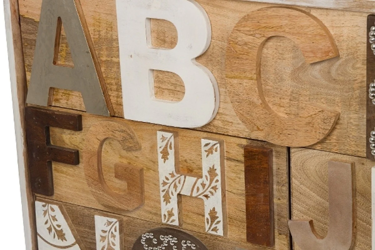 Casa Padrino c¨®moda de estilo campestre con 12 cajones blanco antiguo / multicolor 115 x 40 x H. 90 cm - Muebles de Estilo Campestre