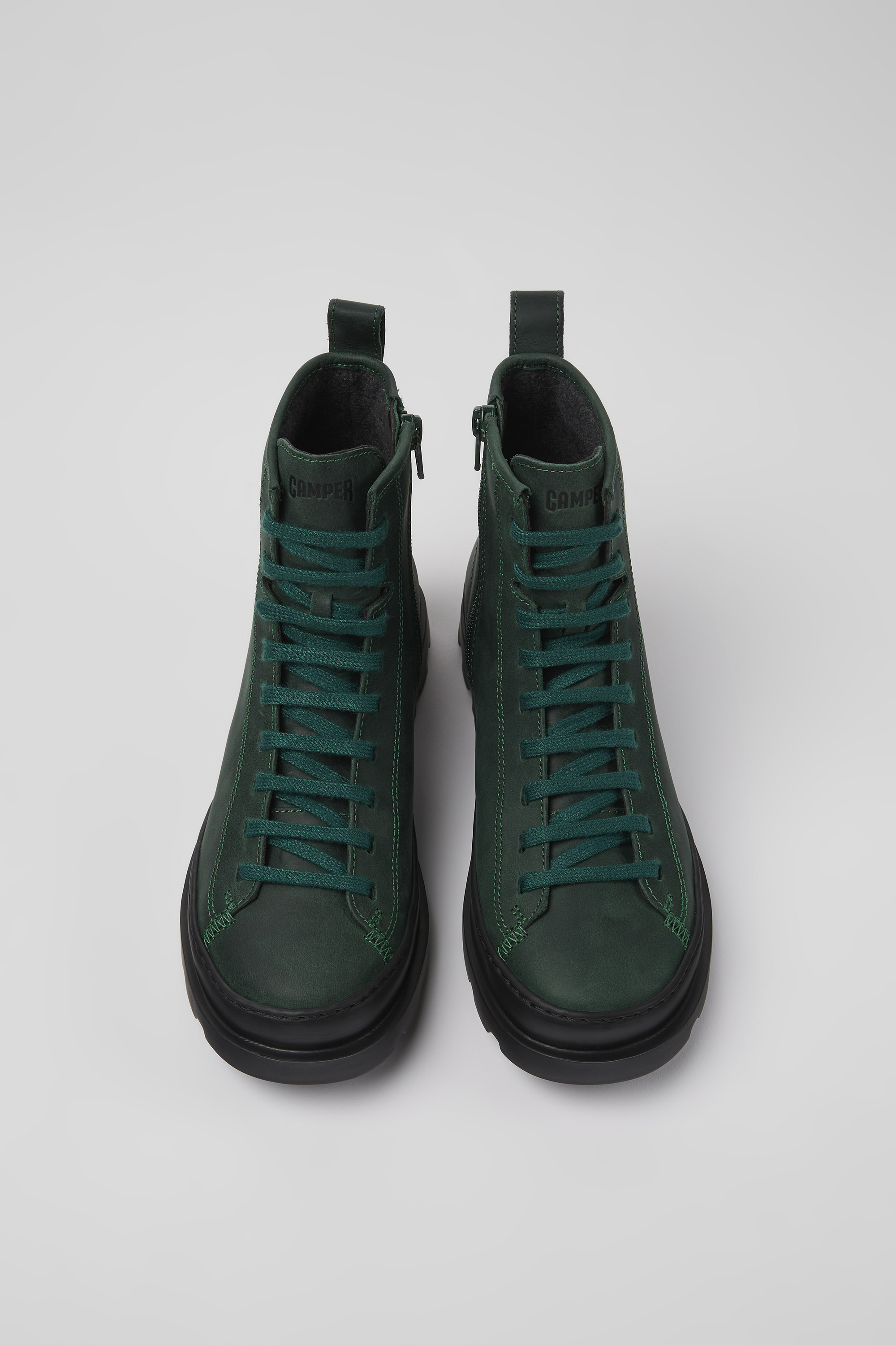 Brutus - Green nubuck lace-up boots for women