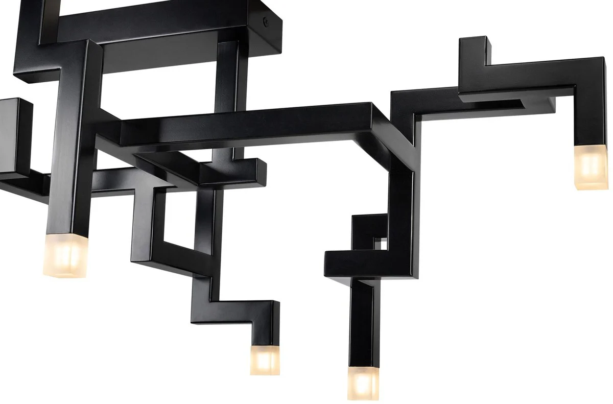 Casa Padrino sala de estar de lujo lámpara de techo LED de acero inoxidable negro 73,5 x 30,5 x H. 31,5 cm - Lámpara de Techo de Diseño con Revestimiento en Polvo