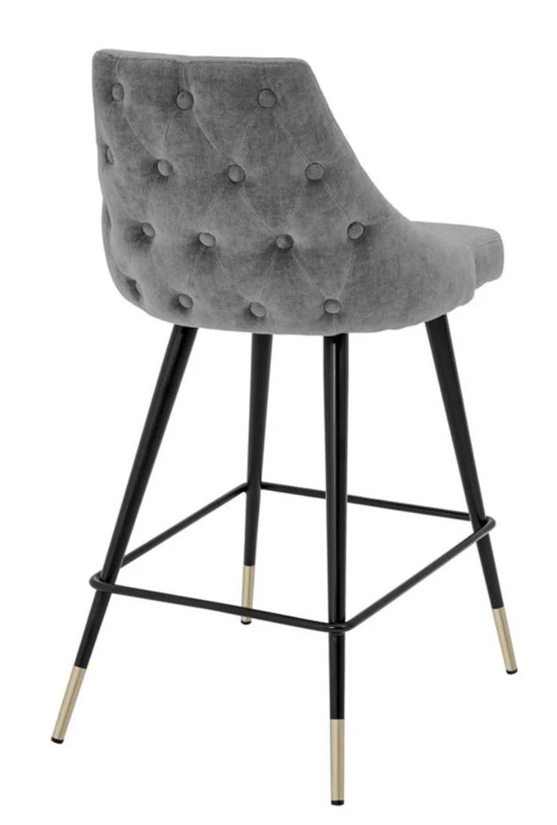 Casa Padrino luxury bar chair gray / black 47 x 52 x H. 91 cm - Luxury Bar Furniture