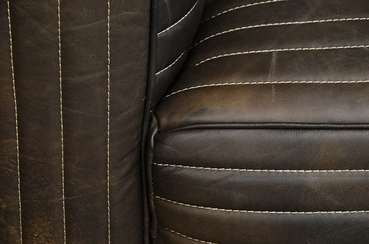 Casa Padrino luxury genuine leather sofa leather VLAB New Fudge - 3 Seater - Luxury Hotel Club Furniture