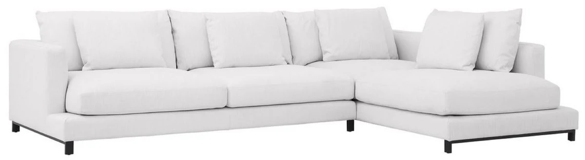 Casa Padrino sof¨¢ esquinero de lujo blanco / negro 320 x 200 x A. 64 cm - Noble sof¨¢ de sal¨®n con cojines - Muebles de Lujo - Calidad de Lujo