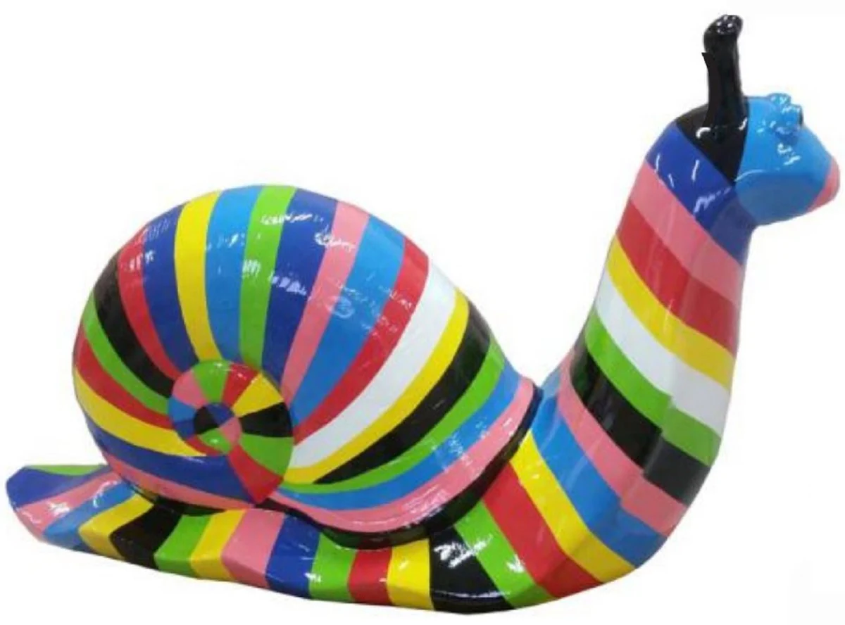Casa Padrino escultura decorativa de diseño de lujo caracol con rayas colorido 100 x A. 50 cm - Figura decorativa grande XXL - Escultura decorativa XXL - Esculturas y figuras decorativas XXL