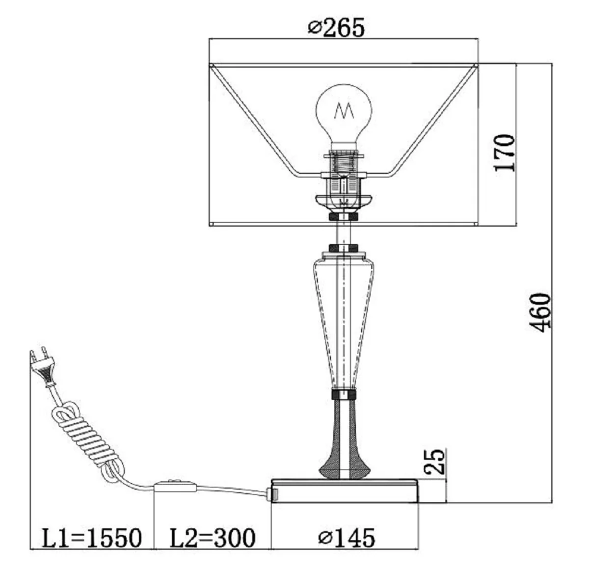 Casa Padrino lámpara de mesa plata / blanco Ø 26,5 x H. 46 cm - Lámpara de Mesa Elegante en Estilo Neoclásico
