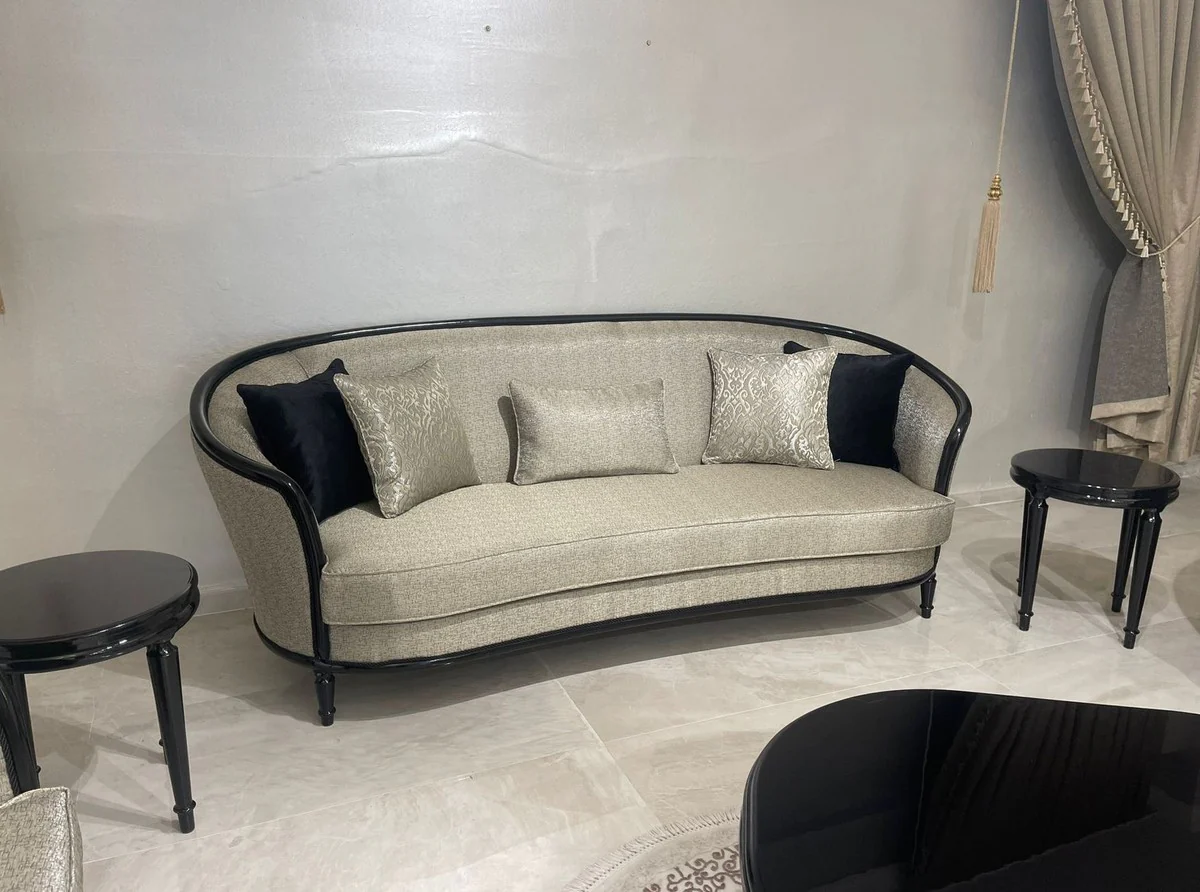 Casa Padrino sof¨¢ barroco de lujo oro / negro - Sof¨¢ de sal¨®n de estilo barroco - Muebles de sal¨®n estilo barroco - Muebles de lujo estilo barroco - Muebles barrocos - Noble y Magn¨ªfico