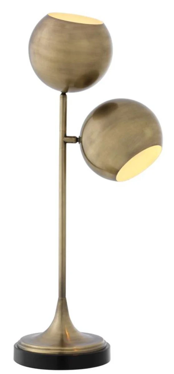 Casa Padrino lámpara de mesa latón antiguo / negro Ø 32 x H. 74 cm - Calidad de Lujo