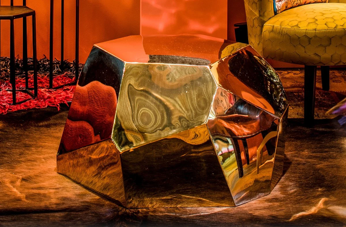 Casa Padrino dise?o mesa de sal¨®n / mesa auxiliar dorado 89 x 90 x H. 45 cm - Colecci¨®n de Dise?adores