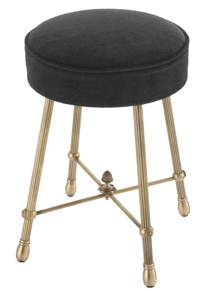 Casa Padrino taburete de lujo lat¨®n antiguo / negro 33,5 x H. 48 cm - Muebles Para Hoteles