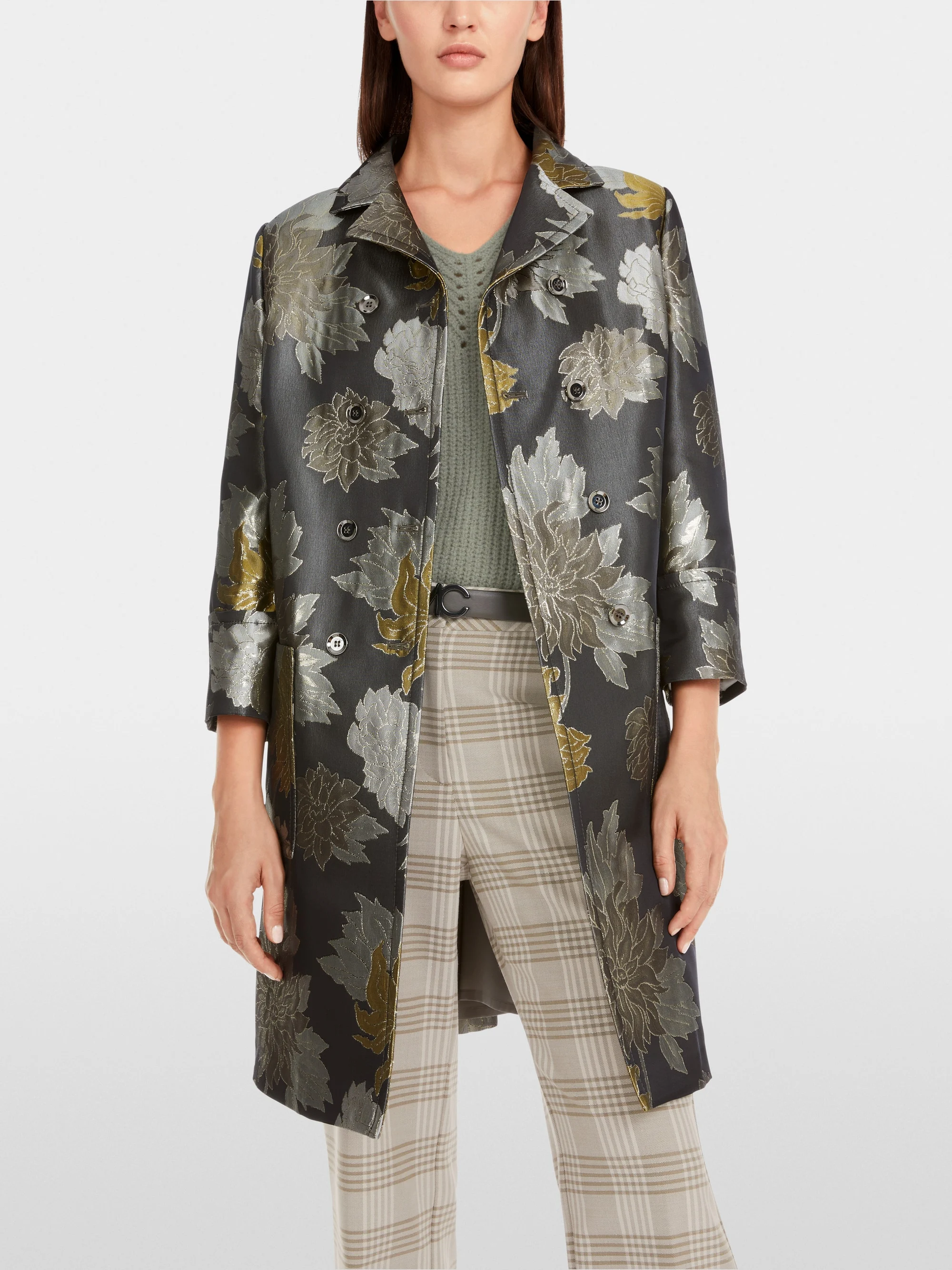 Marc-Cain Floral jacquard coat with lurex