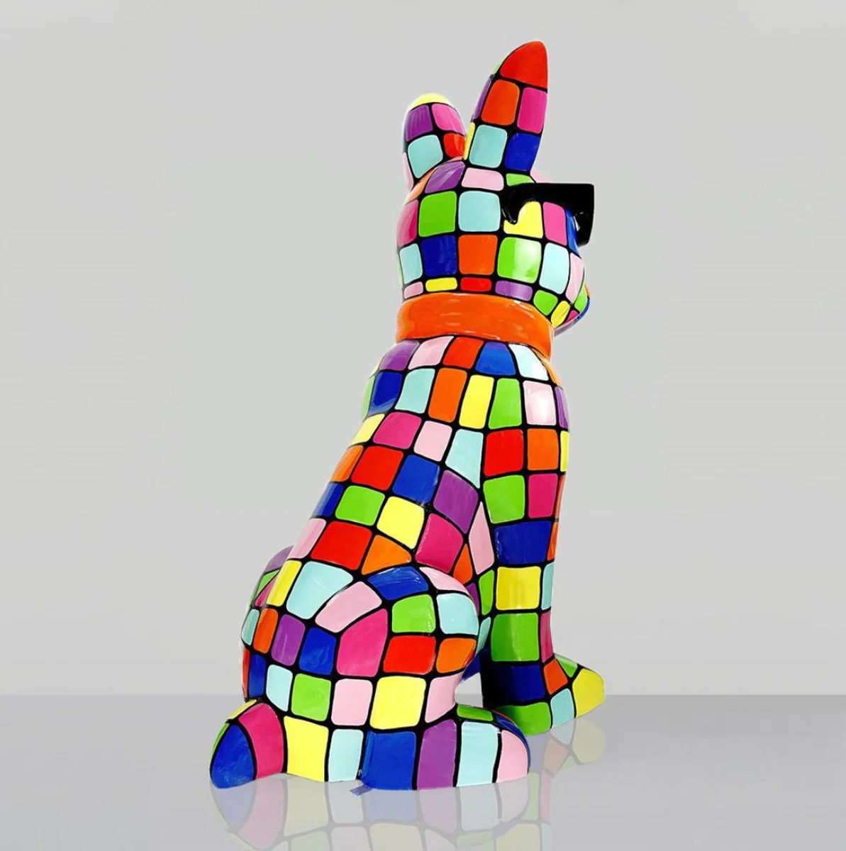 Casa Padrino escultura decorativa XXL perro bulldog colorido / negro A. 196 cm - Figura decorativa de jard¨ªn
