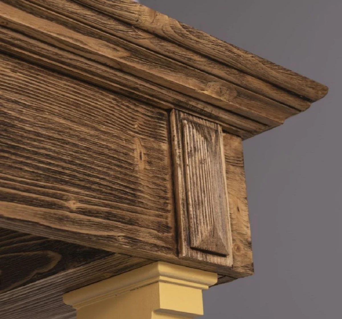 Casa Padrino barra de bar de estilo campestre amarillo / marr¨®n 140 x 51 x A. 210 cm - Barra de bar de madera maciza - Muebles de bar de madera maciza - Muebles de bar en estilo campestre