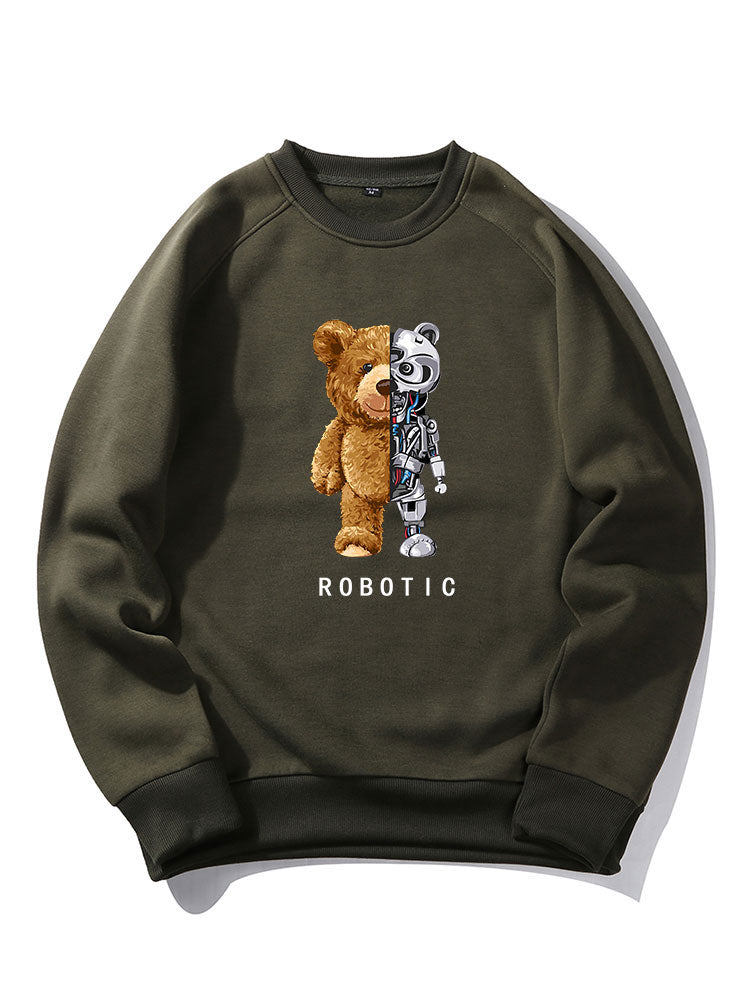 Robot Bear Print Raglan Sleeves Sweatshirt