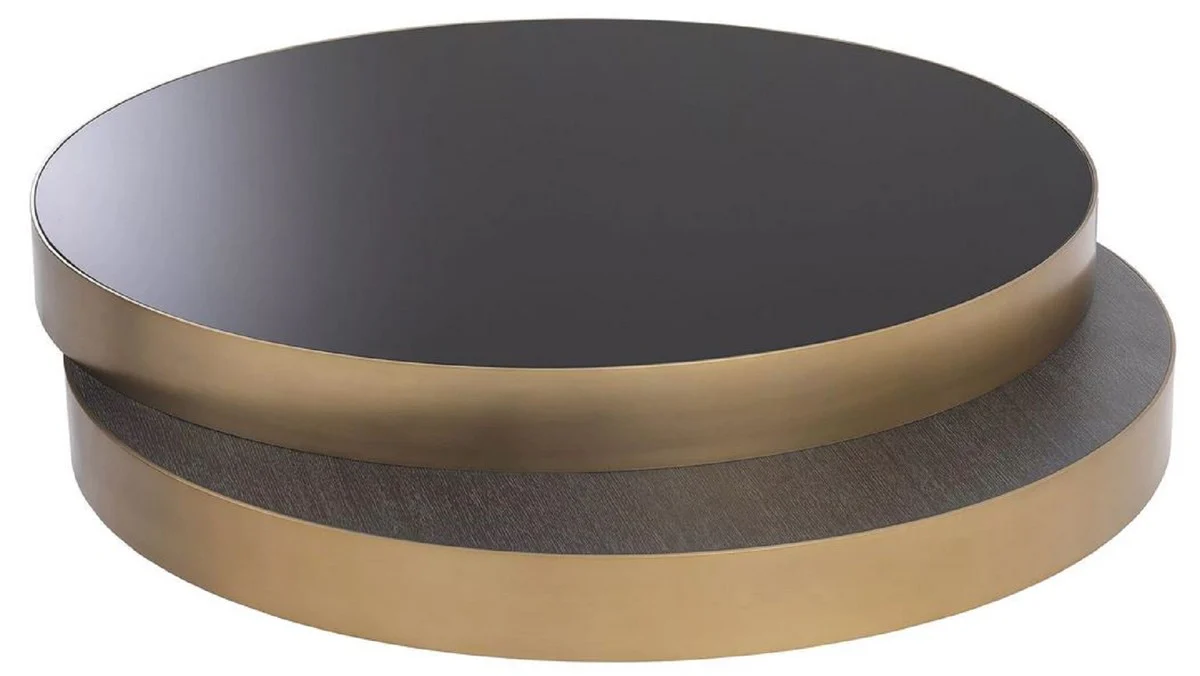 Casa Padrino mesa de centro de lujo lat¨®n / negro / negro gris 140 x 120 x A. 28,5 cm - Mesa de sal¨®n moderna - Muebles de sal¨®n - Calidad de Lujo