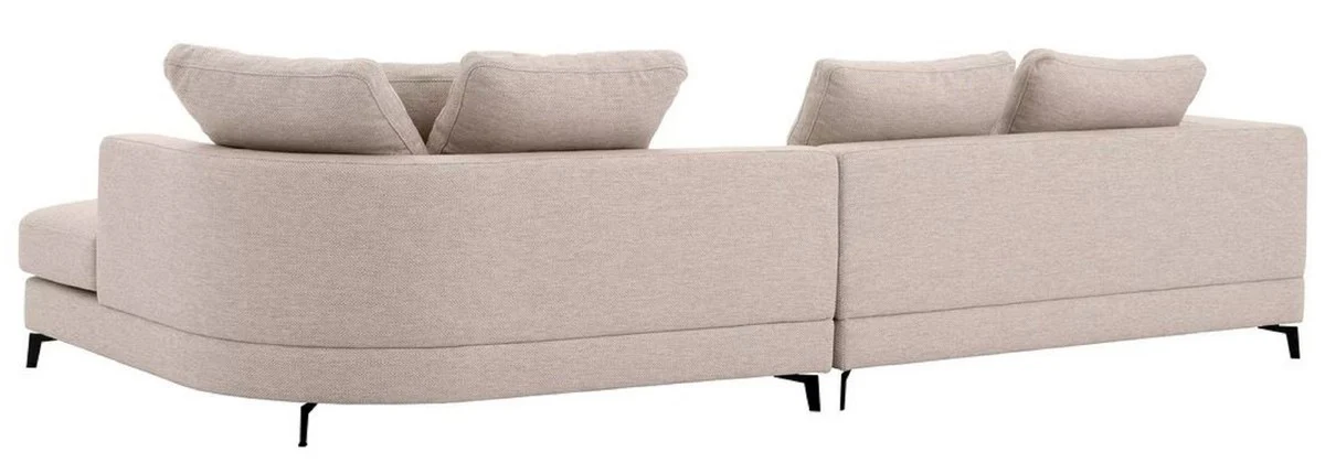 Casa Padrino sof¨¢ esquinero de lujo lado derecho arena / negro 310 x 150 x A. 65 cm - Sof¨¢ de sal¨®n con cojines - Muebles de sal¨®n - Interiores de sal¨®n - Muebles de lujo - Interiores de lujo