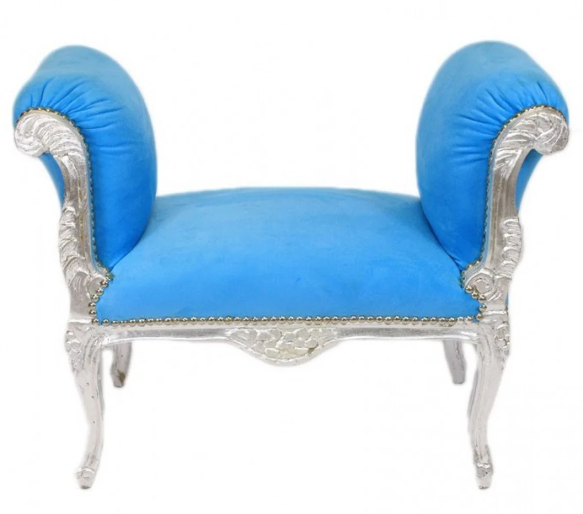 Heces Casa Padrino barroco de heces Azul claro / Plata - Banco