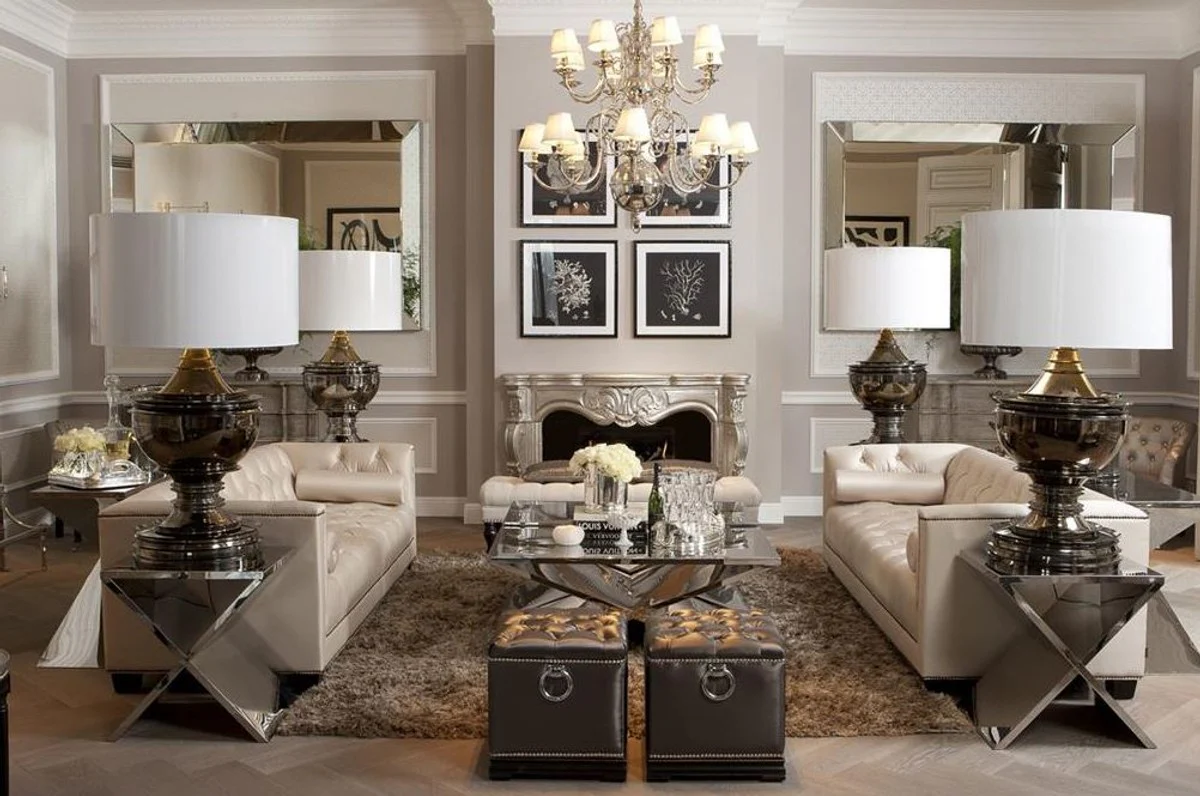 Casa Padrino de lujo de acero inoxidable mesa de caf¨¦ de 120 x 70 x H. 46 cm - mesa de dise?o sala de estar