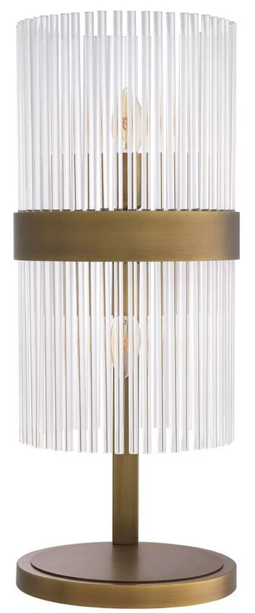 Casa Padrino lámpara de mesa de lujo latón antiguo 28 x 23,5 x A. 60,5 cm - Elegante lámpara de escritorio de estilo retro - Colección de Lujo