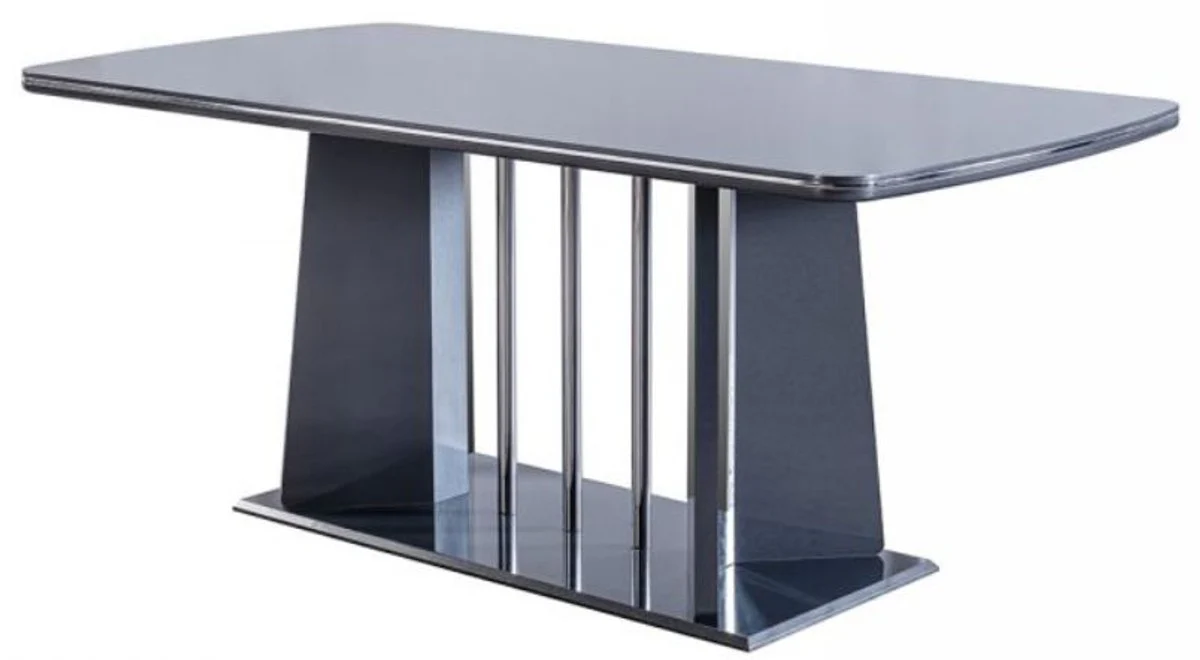 Casa Padrino mesa de comedor de lujo azul / plata 182 x 92 x A. 77 cm - Mesa de cocina - Muebles de comedor noble