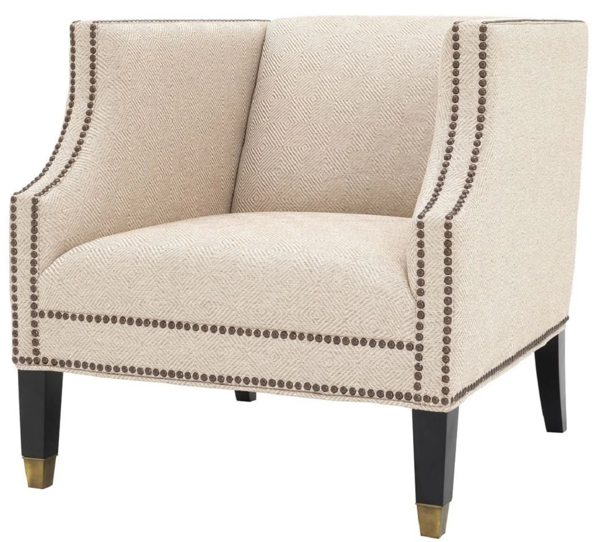 Casa Padrino sill¨®n de sal¨®n de lujo arena / negro / lat¨®n 75 x 80 x H. 75 cm - Muebles de Lujo