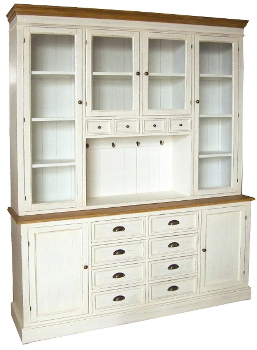 Casa Padrino country style wall cabinet antique white / brown 160 x 43 x H. 220 cm - Country Style Furniture