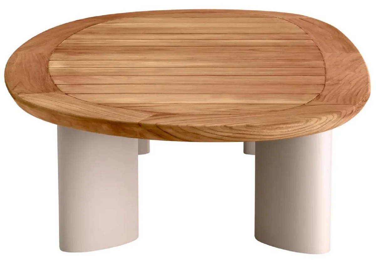Casa Padrino mesa de jard¨ªn de lujo natural / arena 170,5 x 85 x A. 34,5 cm - Mesa de centro de jard¨ªn con tapa de teca y patas de aluminio - Muebles de jard¨ªn y terraza - Calidad de lujo