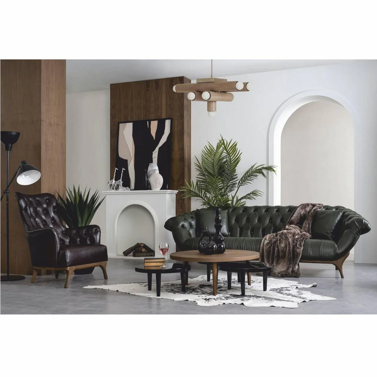 Casa Padrino sof¨¢ Chesterfield de lujo de cuero genuino verde oscuro / marr¨®n 270 cm - Muebles de cuero genuino