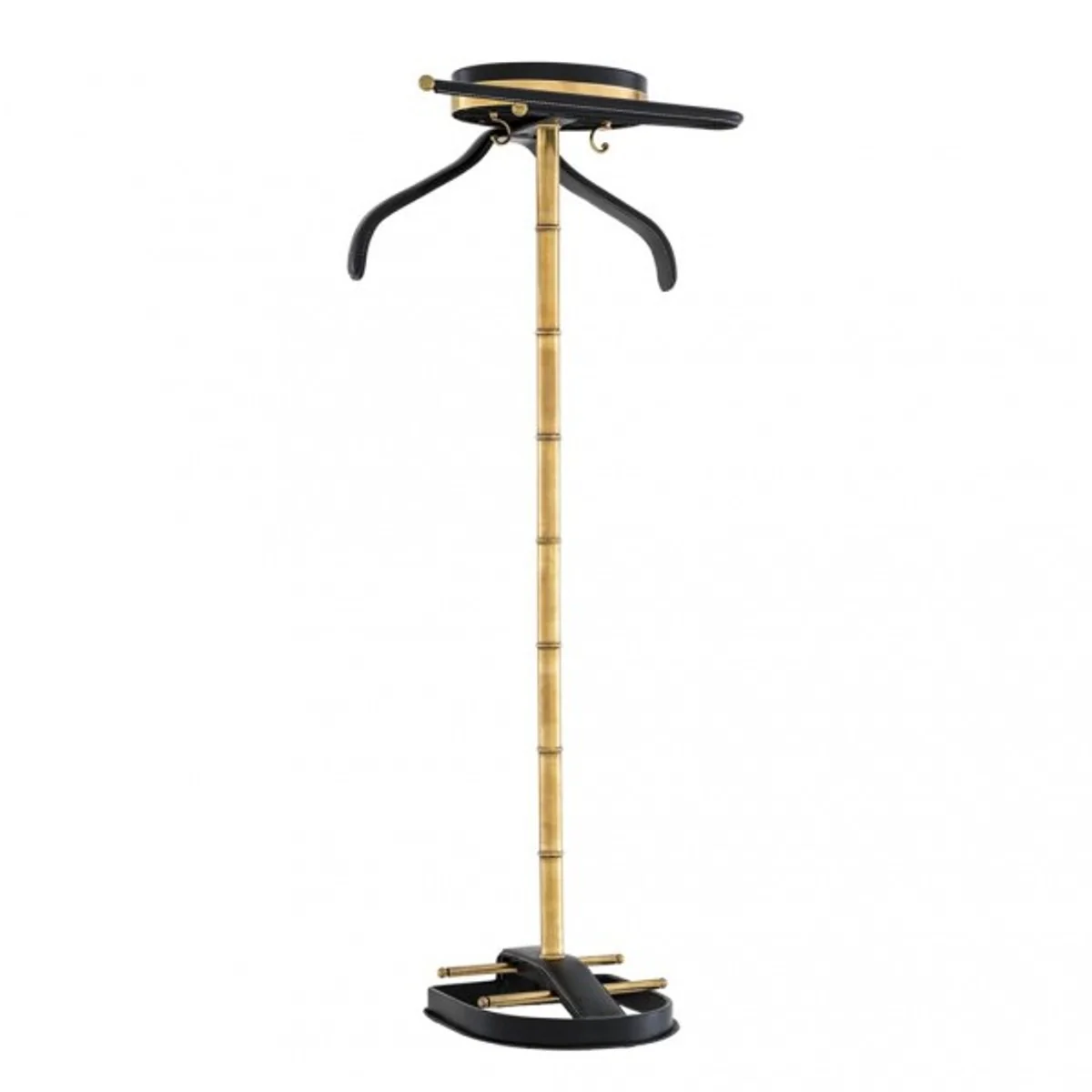 Casa Padrino Designer luxury wardrobe stand vintage brass / leather black - dressboy - clothes stand suitcase - baroque Empire Art Deco Art Nouveau Biedermeier