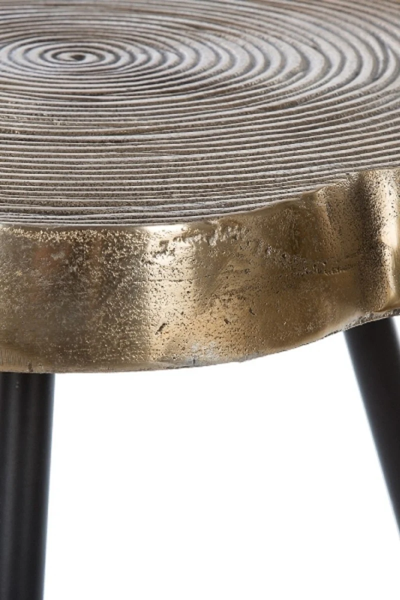 Casa Padrino conjunto de mesas laterales de lujo bronce / negro 57 x 50 x H. 52 cm - Mesas laterales de metal en discos de ¨¢rboles Dise?o con un elaborado patr¨®n de anillos anuales en las mesas