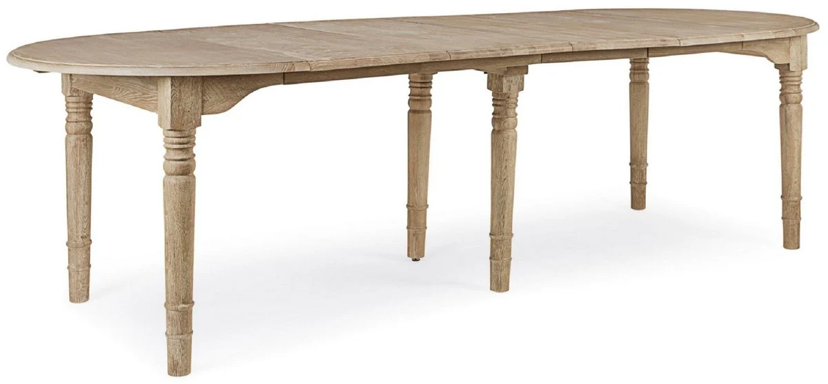 Casa Padrino mesa de comedor de madera maciza de lujo natural 110-272 x 110 x A. 78 cm - Mesa de cocina de madera maciza extensible - Muebles de comedor - Muebles de cocina - Muebles de lujo