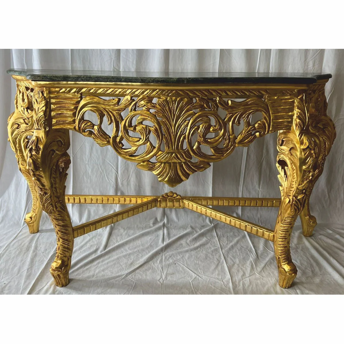 Casa Padrino consola barroco con tapa de m¨¢rmol oro / verde - Magn¨ªficos muebles de estilo barroco