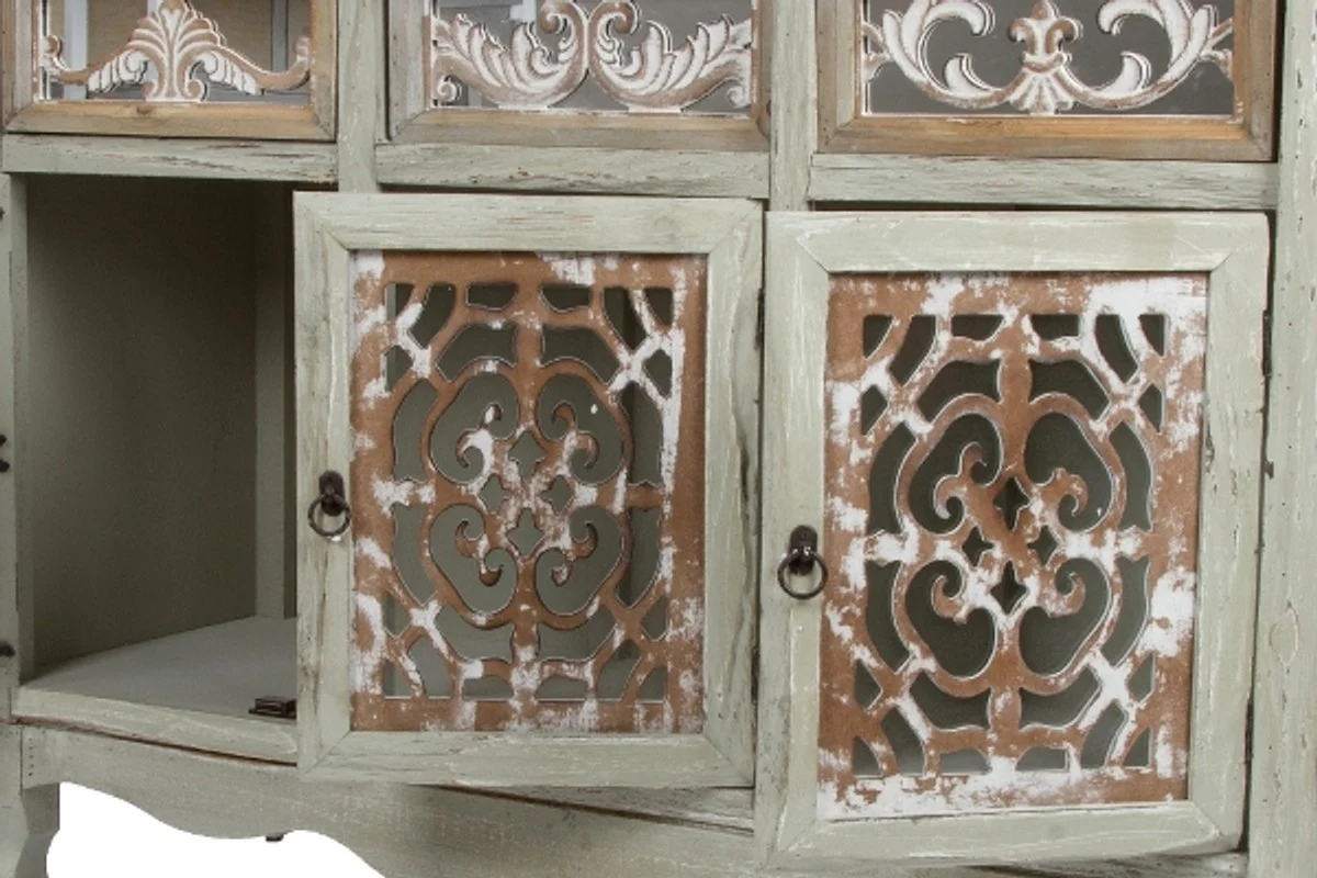 Casa Padrino cómoda de estilo country con 3 puertas y 3 cajones gris antiguo / marrón antiguo 120 x 40 x H. 79 cm - Aparador de Estilo Country Hecho a Mano