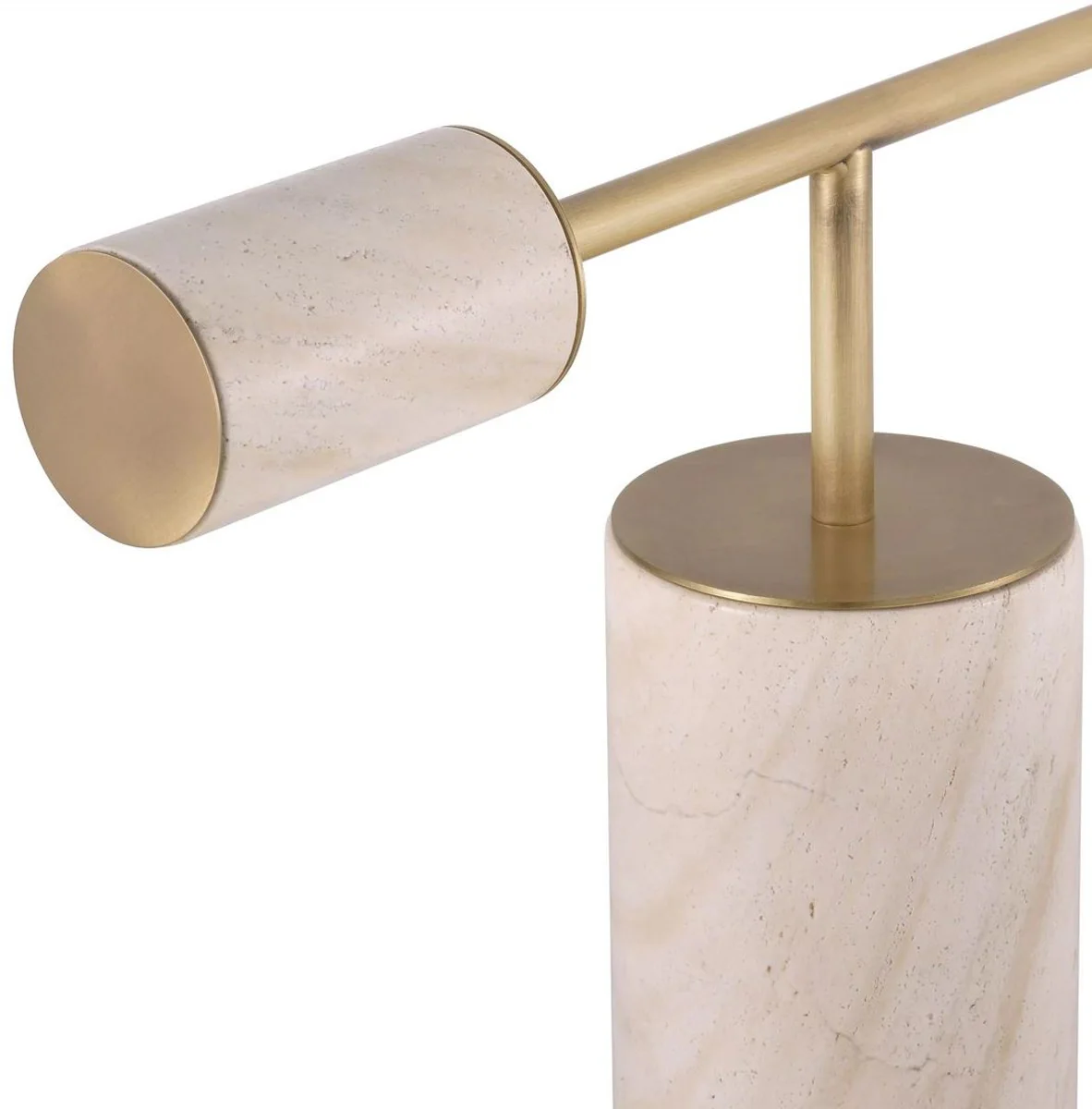 Casa Padrino lámpara de mesa de lujo latón antiguo / beige / blanco 51 x 20 x A. 62,5 cm - Lámpara de escritorio de mármol con pantalla de vidrio - Colección de Lujo