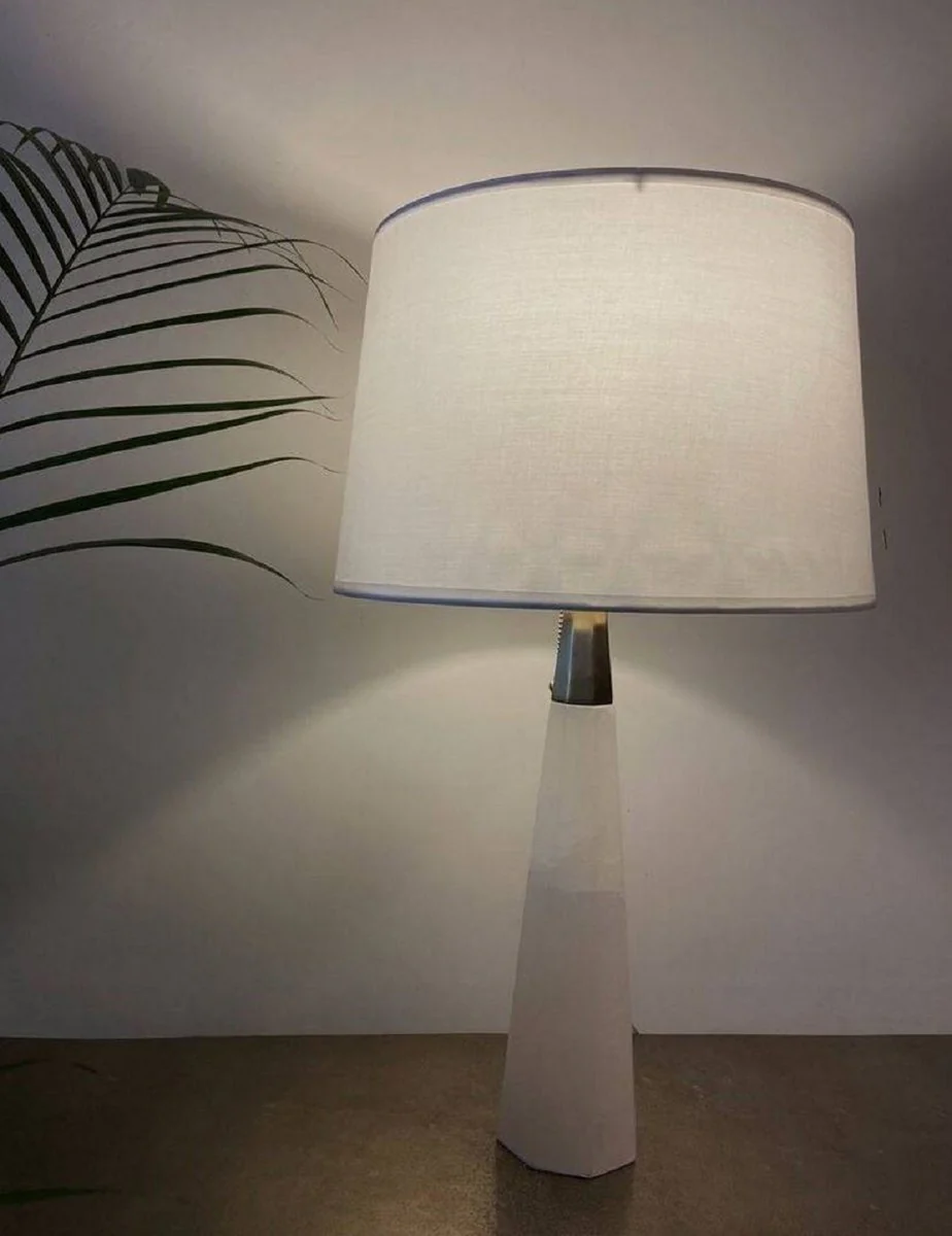 Casa Padrino l¨¢mpara de mesa de m¨¢rmol de lujo blanco / oro A. 67,5 cm