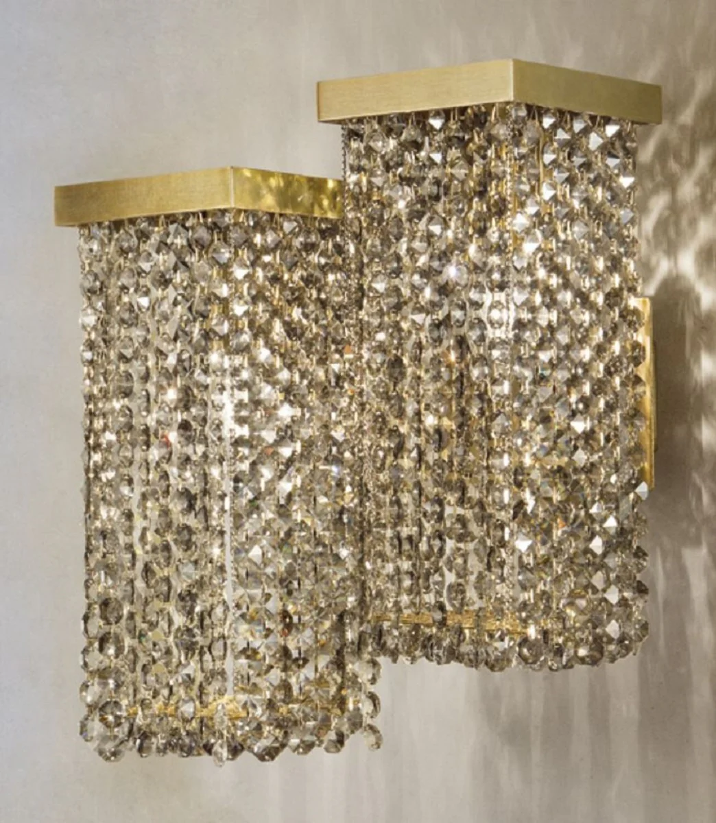 Casa Padrino lámpara de pared de cristal de lujo latón 25 x 23 x A. 35 cm - Aplique de salón - Aplique de hotel - Aplique de restaurante - Lámparas de lujo - Calidad de lujo - Hecho en Italia