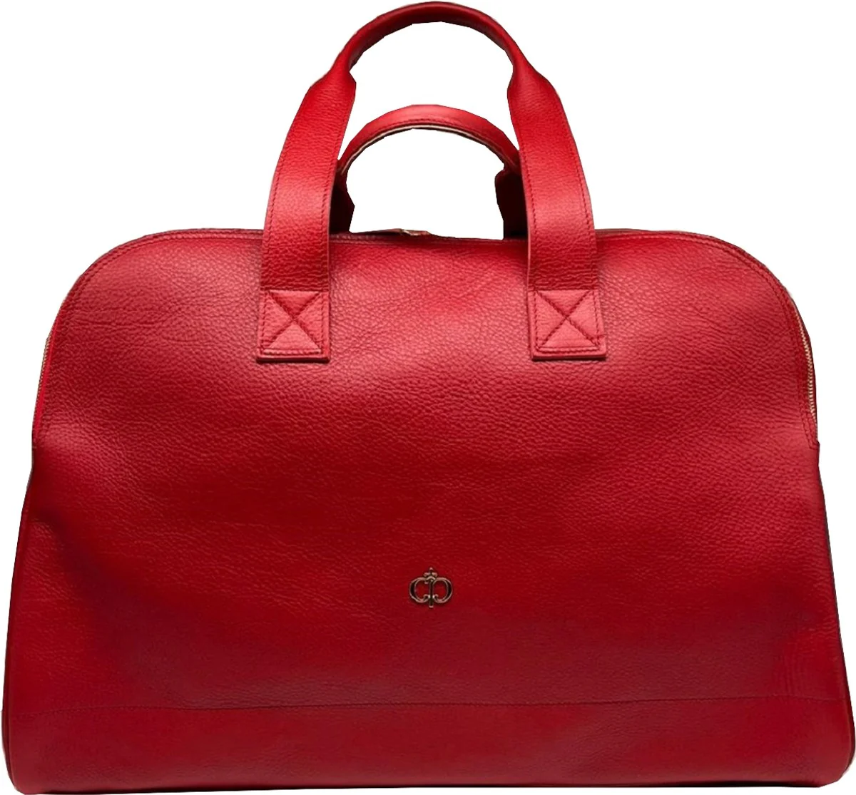 Casa Padrino bolso de viaje de lujo de cuero genuino rojo / oro 50 cm - Hecho en Italia