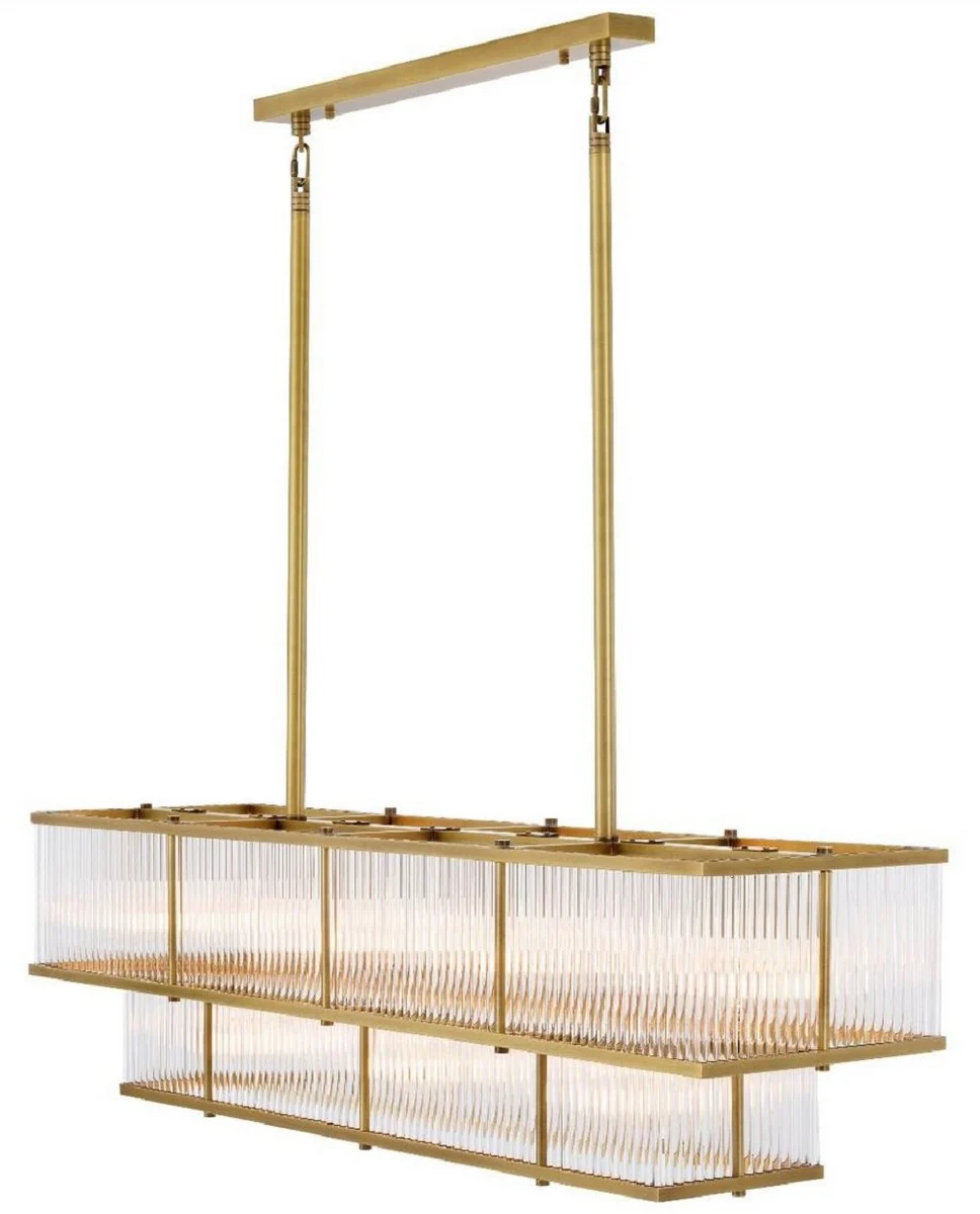 Casa Padrino araña de luces de lujo latón antiguo 120 x 32,5 x H. 34 cm - Araña de Luces Rectangular - Calidad de Lujo