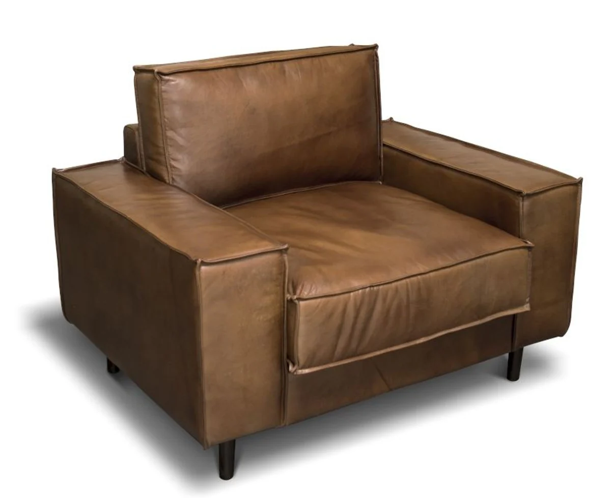 Casa Padrino sill¨®n de cuero real de lujo cuero vintage marr¨®n - muebles de sill¨®n de sal¨®n de lujo cuero de b¨²falo